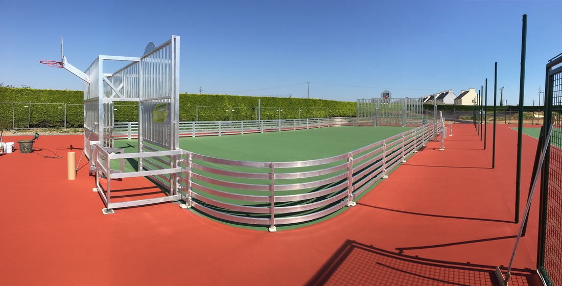 Terrain espace multisports city stade Plouenan finistere 3r playground acier inox aluminium